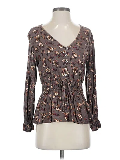 Pre-owned Maurices Long Sleeve Blouse In Brown