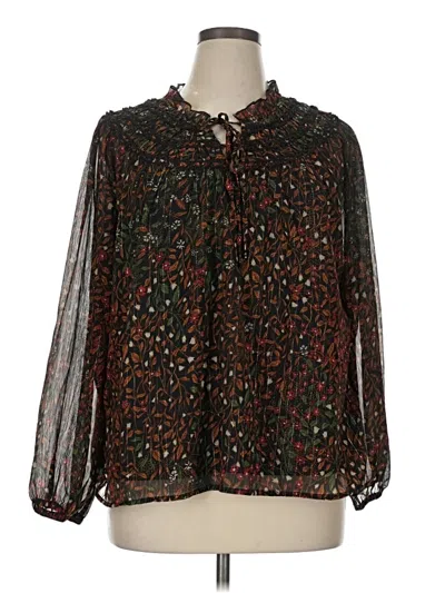 Pre-owned Maurices Long Sleeve Blouse In Brown