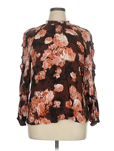 Pre-owned Maurices Long Sleeve Blouse In Brown