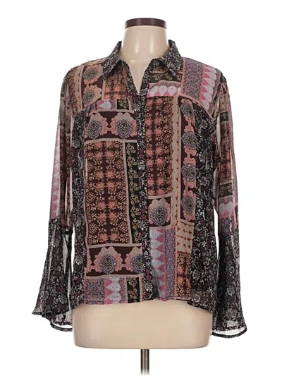 Pre-owned Maurices Long Sleeve Blouse In Brown