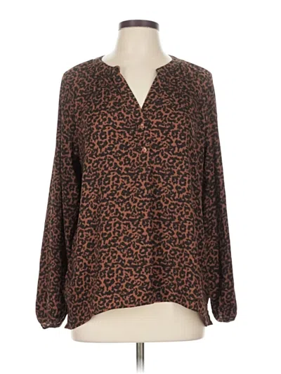 Pre-owned Maurices Long Sleeve Blouse In Brown