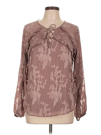 Pre-owned Maurices Long Sleeve Blouse In Brown
