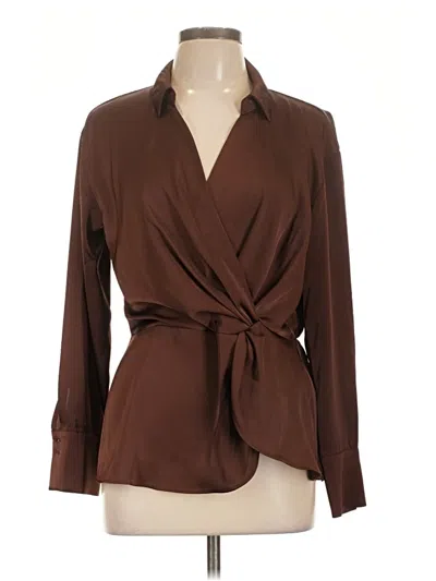 Pre-owned Maurices Long Sleeve Blouse In Brown