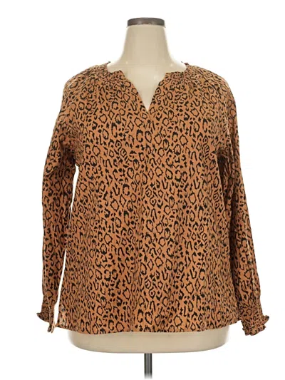 Maurices Long Sleeve Blouse In Brown