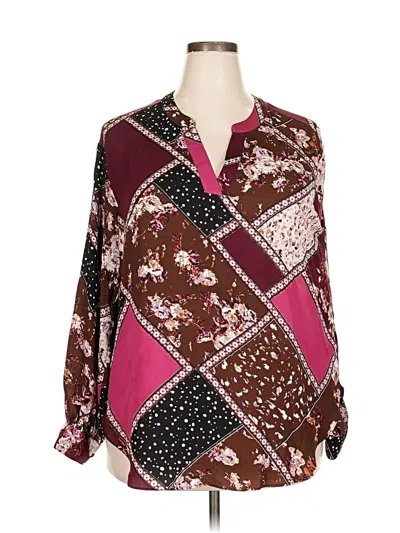 Pre-owned Maurices Long Sleeve Blouse In Burgundy