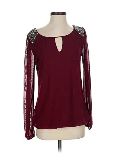 Pre-owned Maurices Long Sleeve Blouse In Burgundy