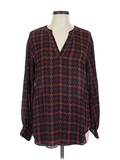 Pre-owned Maurices Long Sleeve Blouse In Burgundy