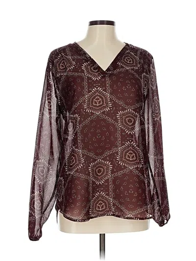 Pre-owned Maurices Long Sleeve Blouse In Burgundy