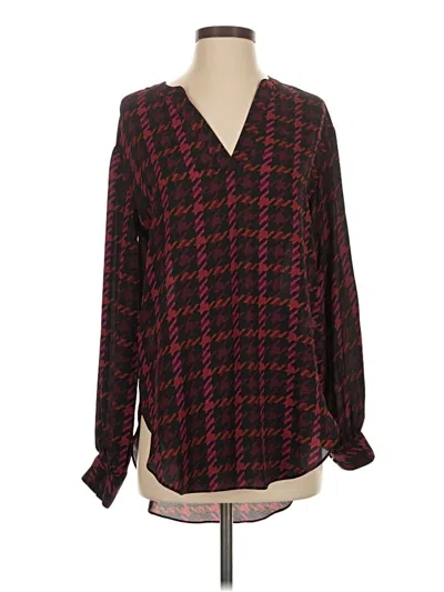 Pre-owned Maurices Long Sleeve Blouse In Burgundy