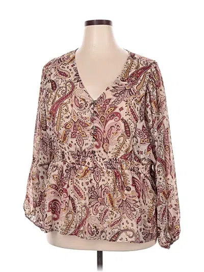 Pre-owned Maurices Long Sleeve Blouse In Burgundy