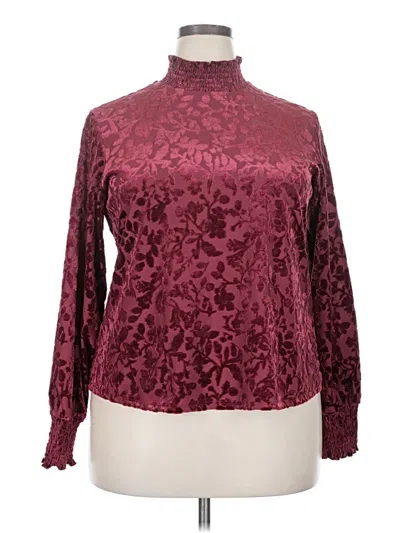 Pre-owned Maurices Long Sleeve Blouse In Burgundy
