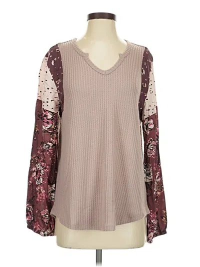 Pre-owned Maurices Long Sleeve Blouse In Burgundy