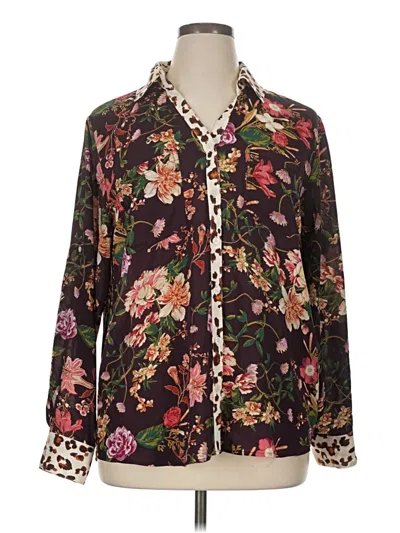 Pre-owned Maurices Long Sleeve Blouse In Burgundy