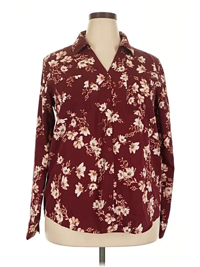 Pre-owned Maurices Long Sleeve Blouse In Burgundy