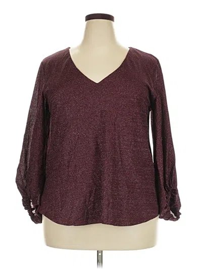 Pre-owned Maurices Long Sleeve Blouse In Burgundy