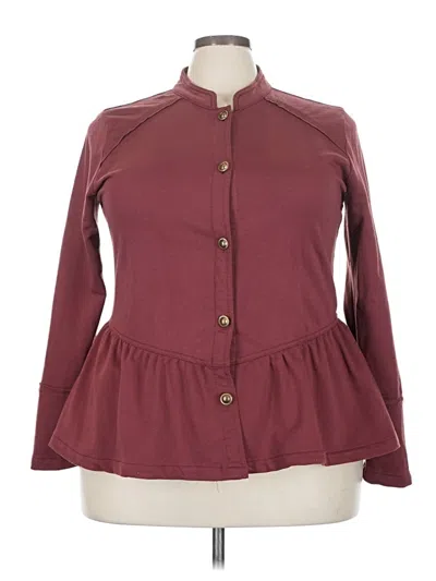 Pre-owned Maurices Long Sleeve Blouse In Burgundy