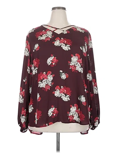 Pre-owned Maurices Long Sleeve Blouse In Burgundy