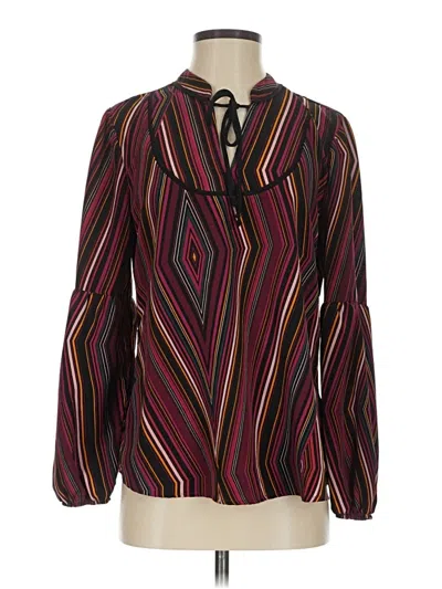 Pre-owned Maurices Long Sleeve Blouse In Burgundy