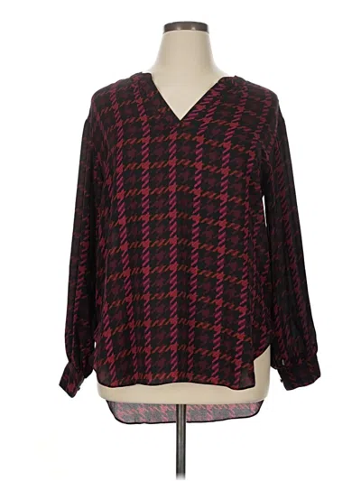 Pre-owned Maurices Long Sleeve Blouse In Burgundy