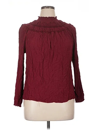 Pre-owned Maurices Long Sleeve Blouse In Burgundy