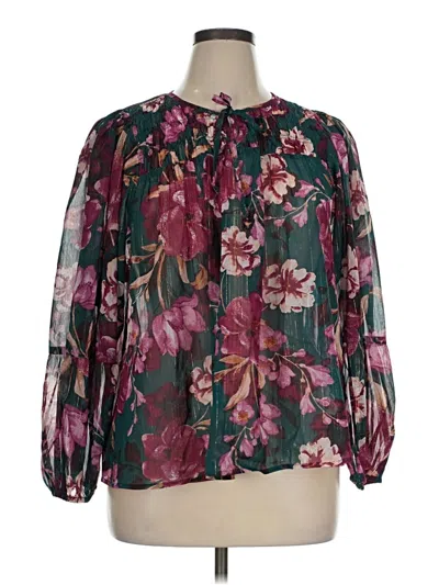 Pre-owned Maurices Long Sleeve Blouse In Burgundy