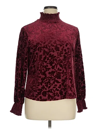 Pre-owned Maurices Long Sleeve Blouse In Burgundy