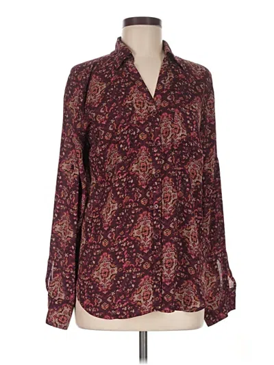 Pre-owned Maurices Long Sleeve Blouse In Burgundy