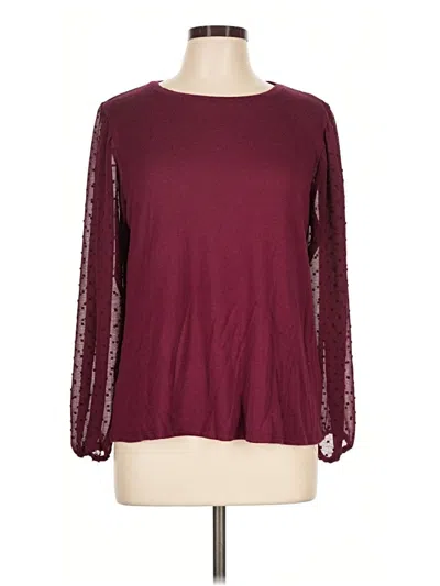Pre-owned Maurices Long Sleeve Blouse In Burgundy