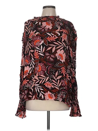 Pre-owned Maurices Long Sleeve Blouse In Burgundy