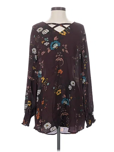 Pre-owned Maurices Long Sleeve Blouse In Burgundy