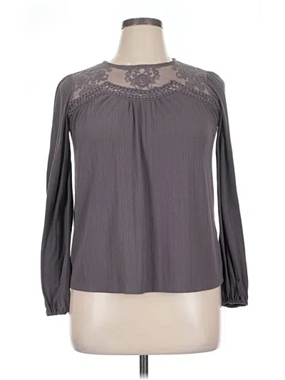 Pre-owned Maurices Long Sleeve Blouse In Gray