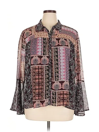 Pre-owned Maurices Long Sleeve Blouse In Purple