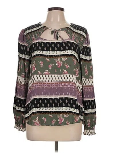 Pre-owned Maurices Long Sleeve Blouse In Purple