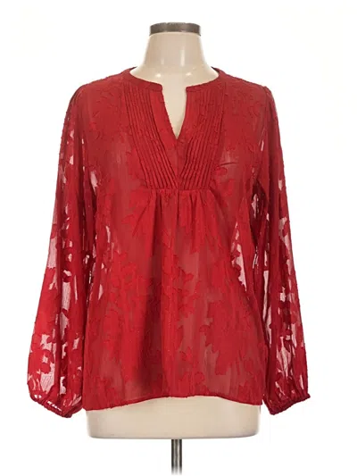 Pre-owned Maurices Long Sleeve Blouse In Red
