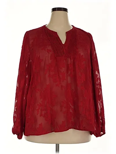 Pre-owned Maurices Long Sleeve Blouse In Red