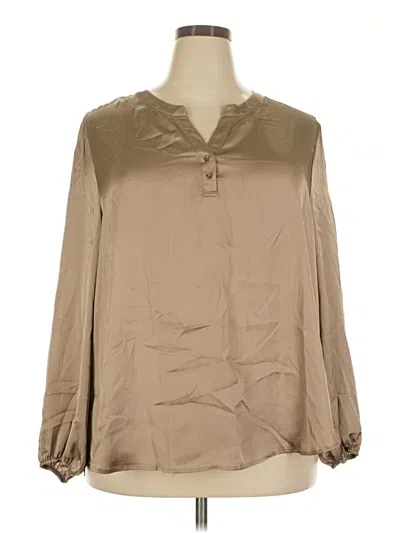 Pre-owned Maurices Long Sleeve Blouse In Tan