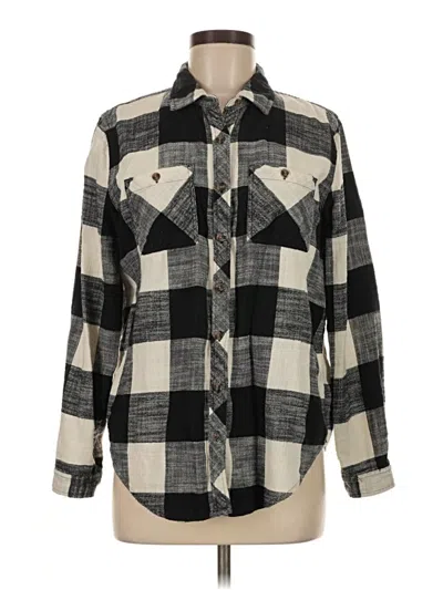 Pre-owned Maurices Long Sleeve Button Down Shirt In Black