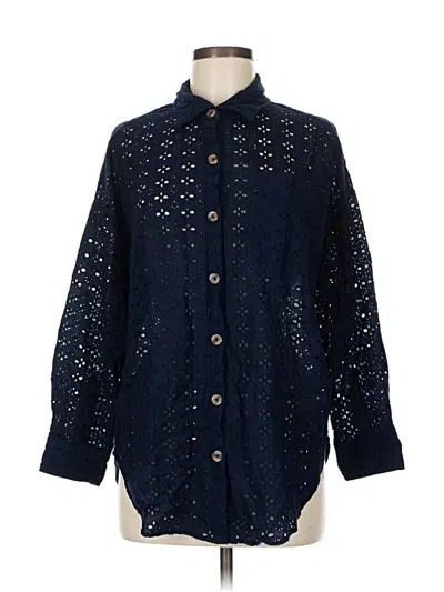 Pre-owned Maurices Long Sleeve Button Down Shirt In Blue