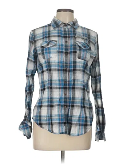 Pre-owned Maurices Long Sleeve Button Down Shirt In Blue