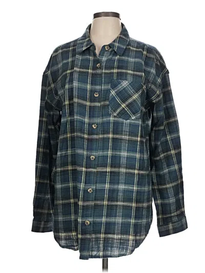 Pre-owned Maurices Long Sleeve Button Down Shirt In Blue