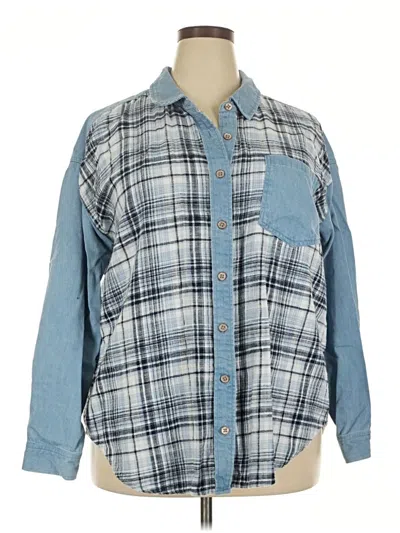 Pre-owned Maurices Long Sleeve Button Down Shirt In Blue