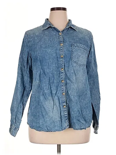 Pre-owned Maurices Long Sleeve Button Down Shirt In Blue