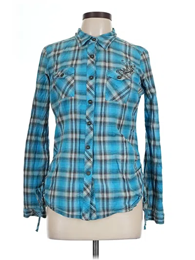 Pre-owned Maurices Long Sleeve Button Down Shirt In Blue