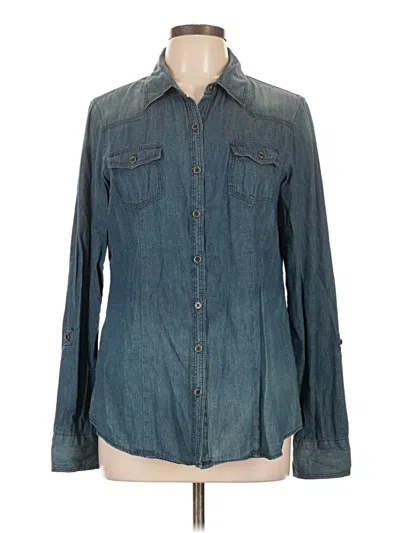 Pre-owned Maurices Long Sleeve Button Down Shirt In Blue