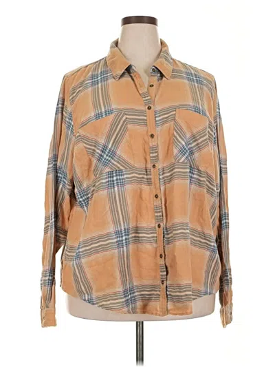 Pre-owned Maurices Long Sleeve Button Down Shirt In Brown