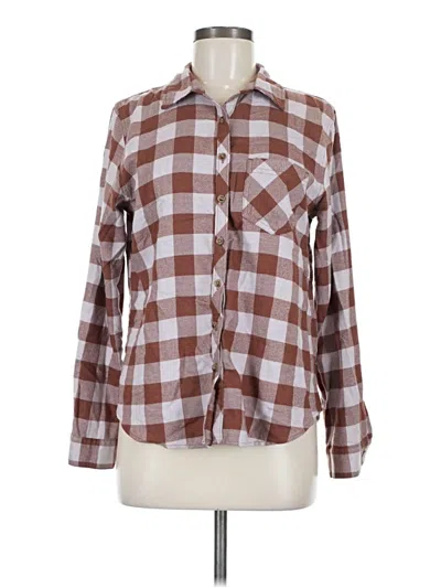 Pre-owned Maurices Long Sleeve Button Down Shirt In Brown