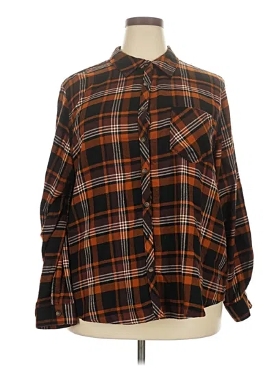 Pre-owned Maurices Long Sleeve Button Down Shirt In Brown