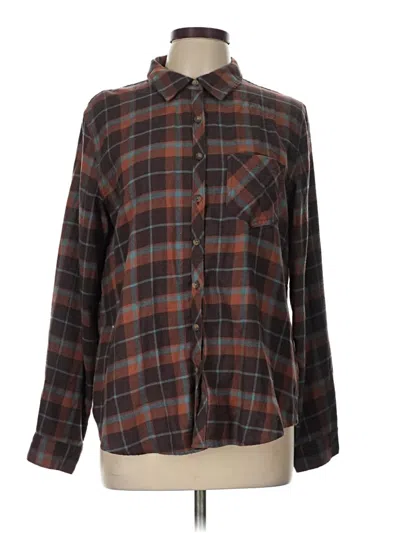 Pre-owned Maurices Long Sleeve Button Down Shirt In Brown