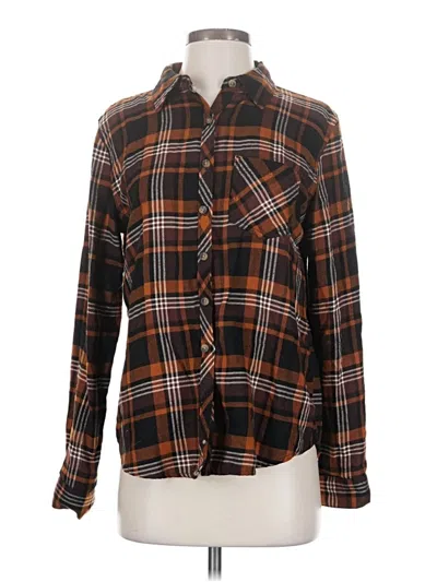 Pre-owned Maurices Long Sleeve Button Down Shirt In Brown