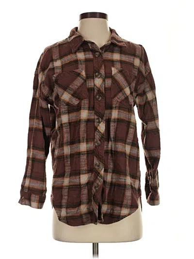 Pre-owned Maurices Long Sleeve Button Down Shirt In Brown
